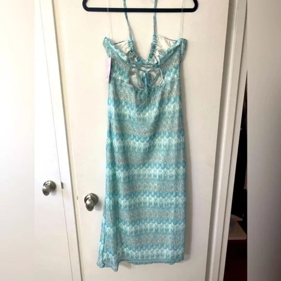 Crochet knit Bodycon Slip Dress Wild Fable Aqua Blue,midi dress, summer … - Picture 5 of 11
